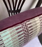 Rosanna cushion: Aubergine, Minty Green & Ecru. Handwoven in Wales - Image 3