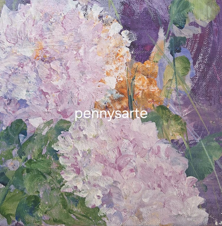 Original Textured Floral Acrylic painting - 20cm x 20cm