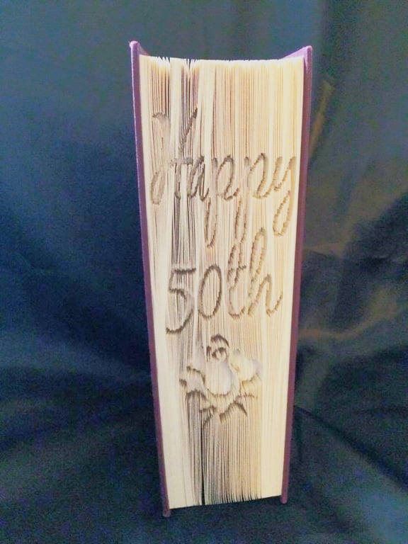 Happy 50th with Rose CUT & FOLD Book Folding Pattern - EMAILED PDF PATTERN