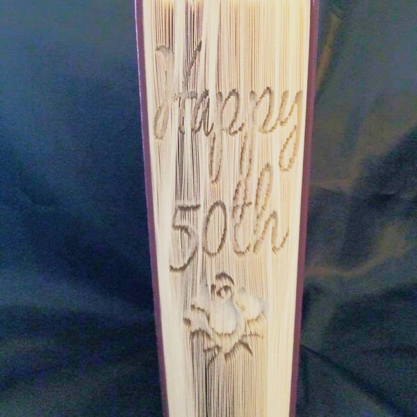 Happy 50th with Rose CUT & FOLD Book Folding Pattern - EMAILED PDF PATTERN