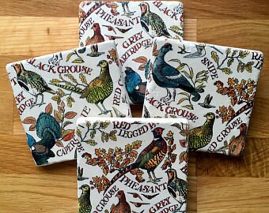 Set of Four Emma Bridgewater Styled Game Bird Natural Stone Coasters