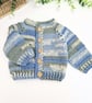 Handmade Baby Cardigan - Newborn to 1-2 Years - Crochet in Blue & Green - Image 1
