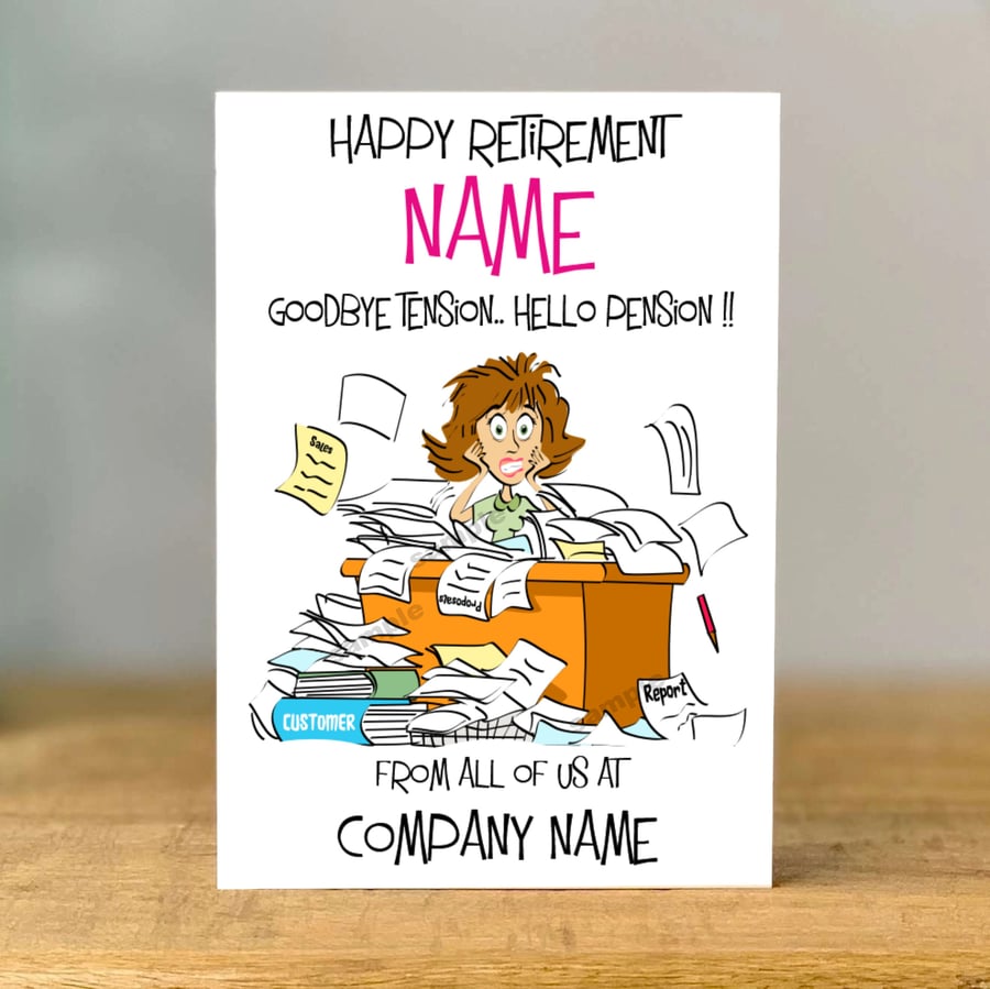 Personalised Retirement Card, Funny, Office Colleague Farewell, Friend, Bestie, 