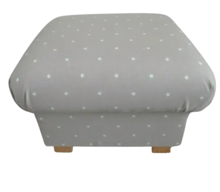 Storage Footstool Linen Beige Stars Fabric Pouffe Starry Nursery Footstall