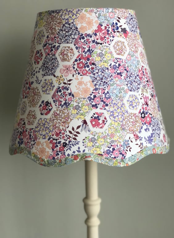 NEW Liberty patchwork Stories in pastel- Handmade Scalloped table lampshade