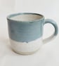 Handmade Stoneware Coffee Mug: Oatmeal and Teal Glaze
