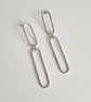 Statement Double Oval Dangle Drop Earrings, Recycled Sterling Silver - Image 1