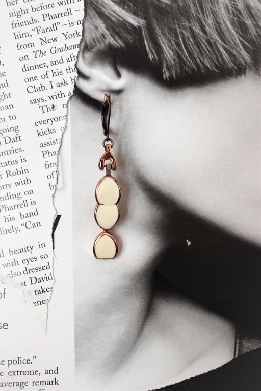 Up-cycled steampunk theme copper color butterfly earrings - one off item