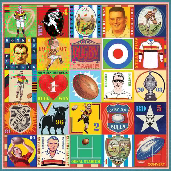 Bradford Bulls Pop Art Rugby Print