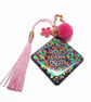 Rainbow Keyring Bag Charm with PomPom and Tassel