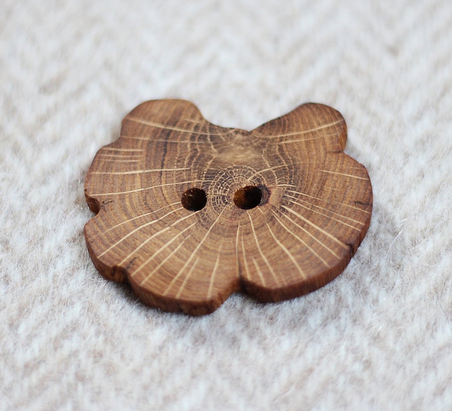 Button wooden very large statement, reclaimed natural timber, Oak tree