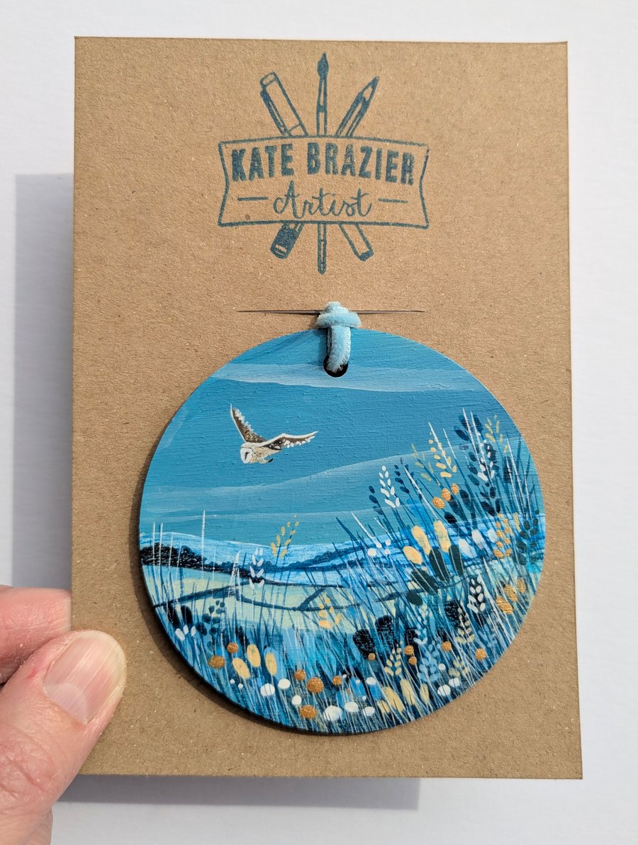 Unique Hand Painted Wooden Decorations. BARN OWL