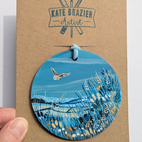 Unique Hand Painted Wooden Decorations. BARN OWL