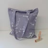 Tote bag long handles in mauve Laura Ashley fabric