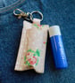 Key ring lip balm holder pink floral fabric keyring  - Image 2