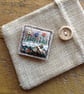 Liberty fabric felt lace charm brooch badge - Image 1