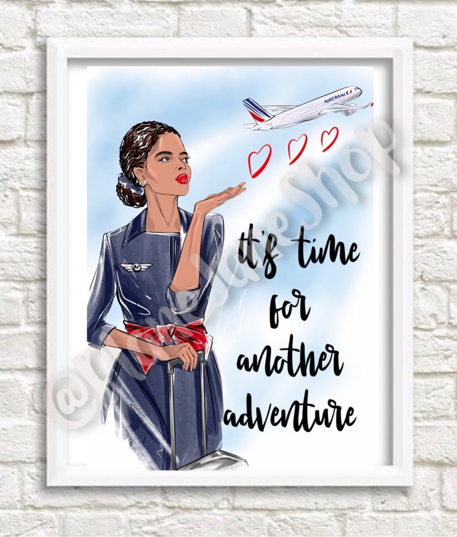 Air France Flight Attendant Travel Print