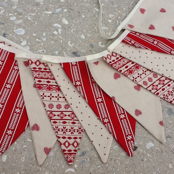 Scandinavian Christmas Bunting - 12 flags Scandinavian In new red combination