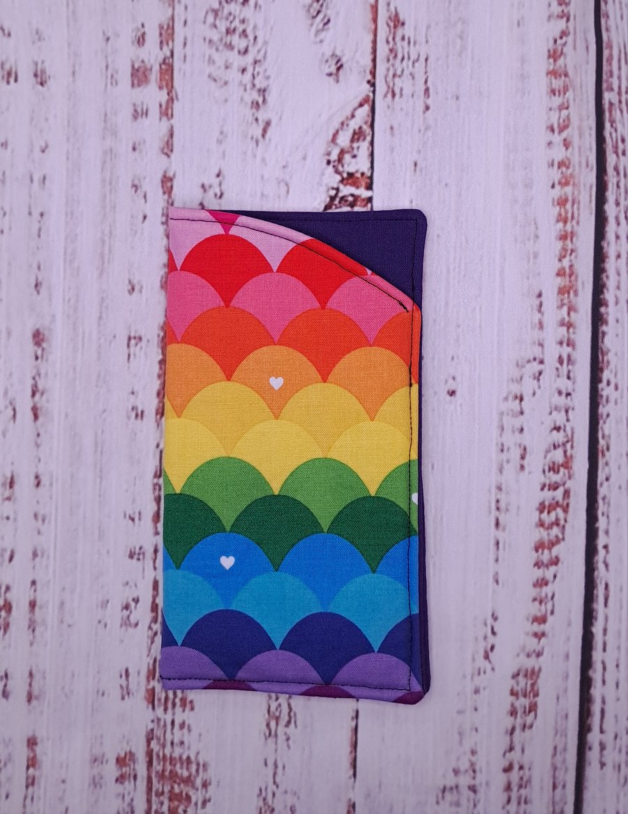Rainbow paddded glasses or sunglasses case