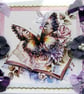 Purple Butterfly - Hand Crafted Decoupage Greeting Card - Blank - 3146