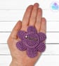 Crochet mauve flower brooch, crochet flower pin, flower brooch - Image 8