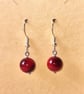 Red Coral Inspired Earrings, Simple Handmade Jewellery, Everyday Gift for Her