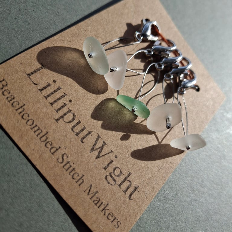 Five sea glass progress keepers in white and sea foam