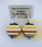 Striped hexagon wood earrings - Image 1
