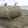 Sterling Silver Chain Link Bracelet, Hammered and Hallmarked