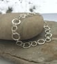 Sterling Silver Chain Link Bracelet, Hammered and Hallmarked - Image 1
