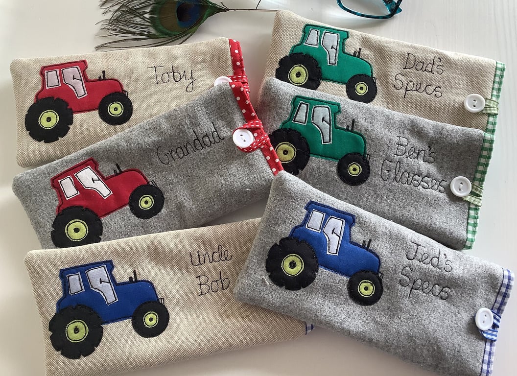 Personalised Tractor Glasses Case - Custom Spectacles Sunglasses Case