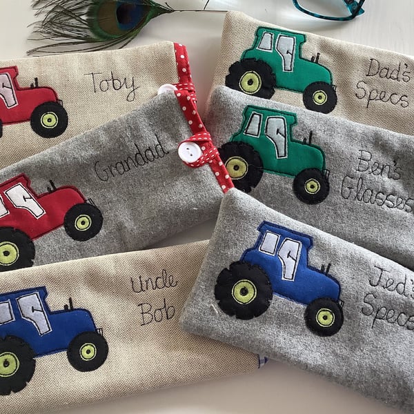 Personalised Tractor Glasses Case - Custom Spectacles Sunglasses Case