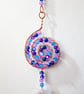 Suncatcher copper wire wrapped spiral shape with purple & blue beads - Image 4
