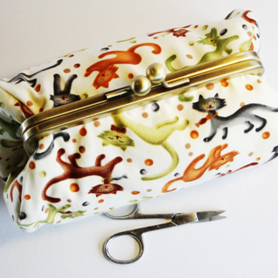 Colourful Cats Clutch Bag / Make up Purse