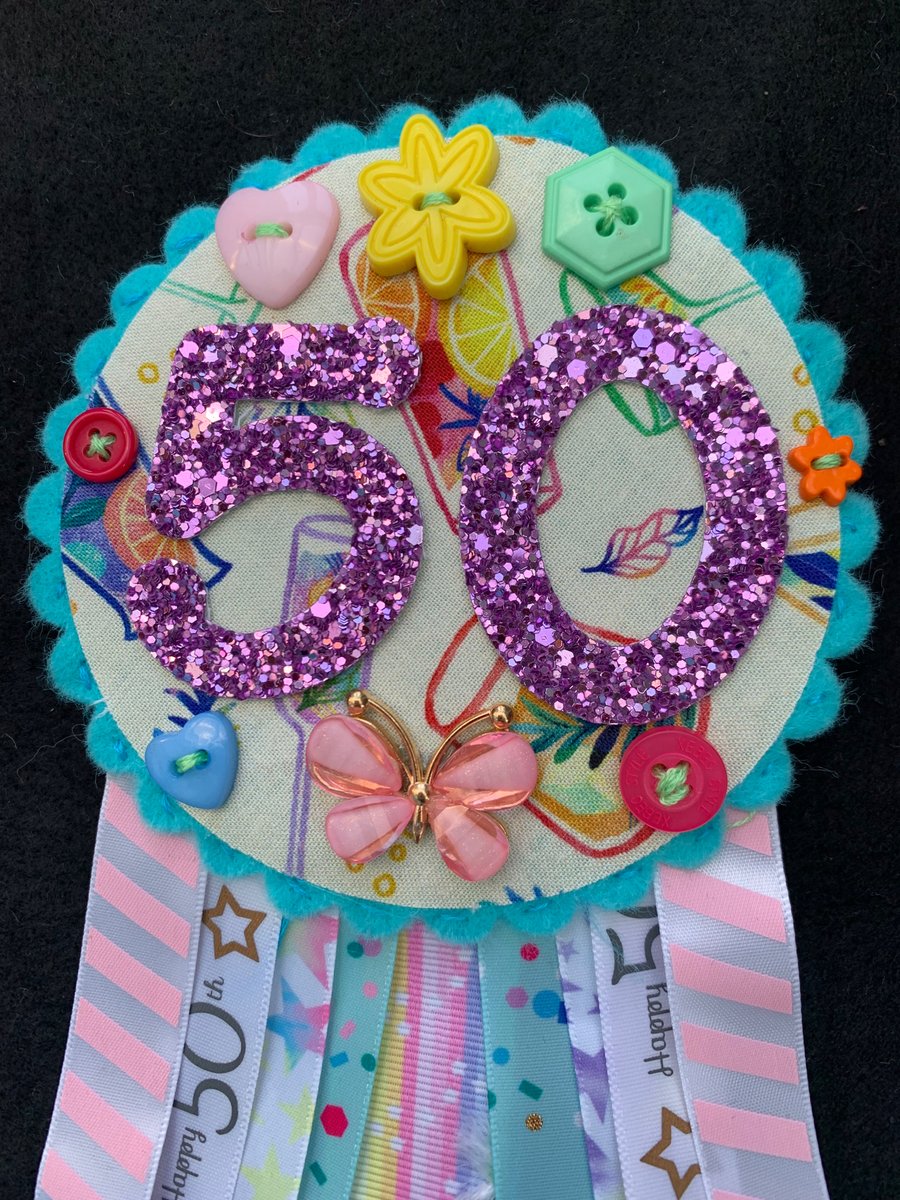 Birthday badge-Rosette Personalised - Cocktail theme - 50th- female