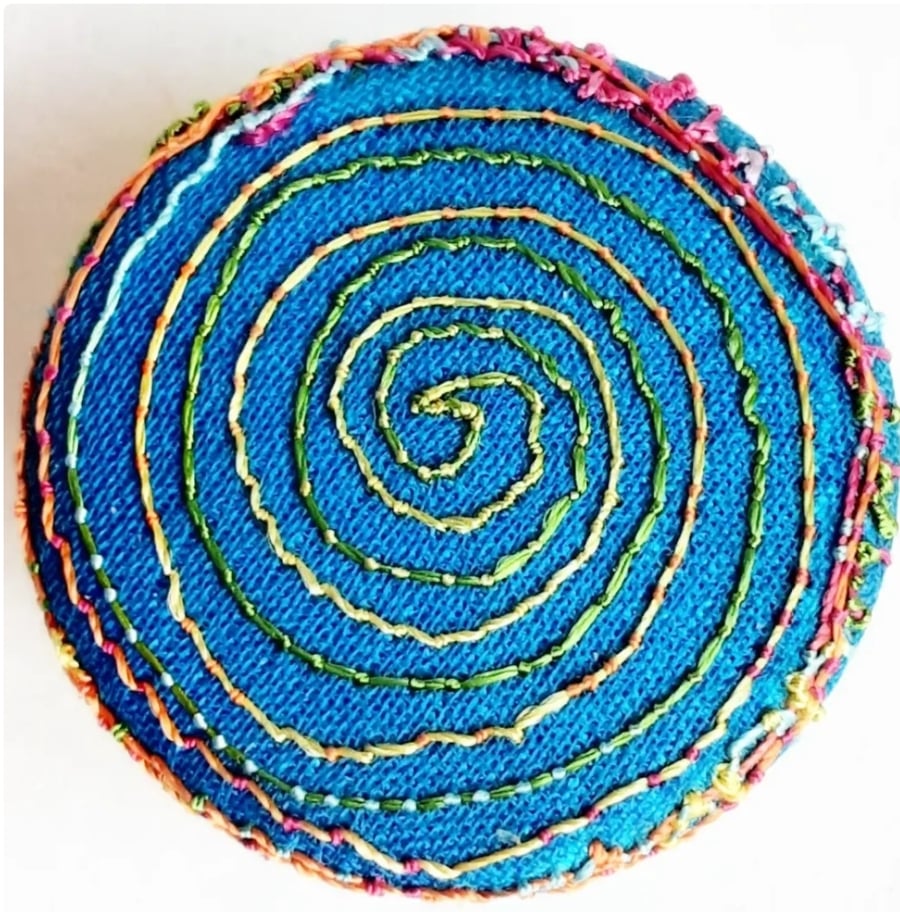 Buttons 1 inch button Hand Dyed Silks and Cottons Free Machine Embroidery Button