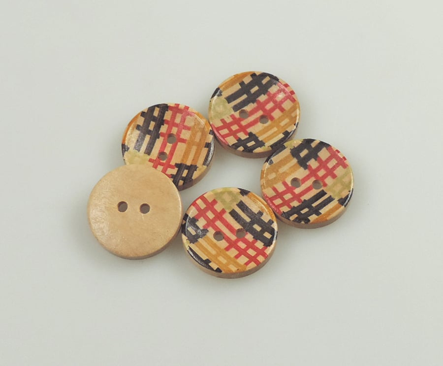 Criss Cross pattern, Gingham, Cross Hatch, 20mm, 2cm Round wooden buttons
