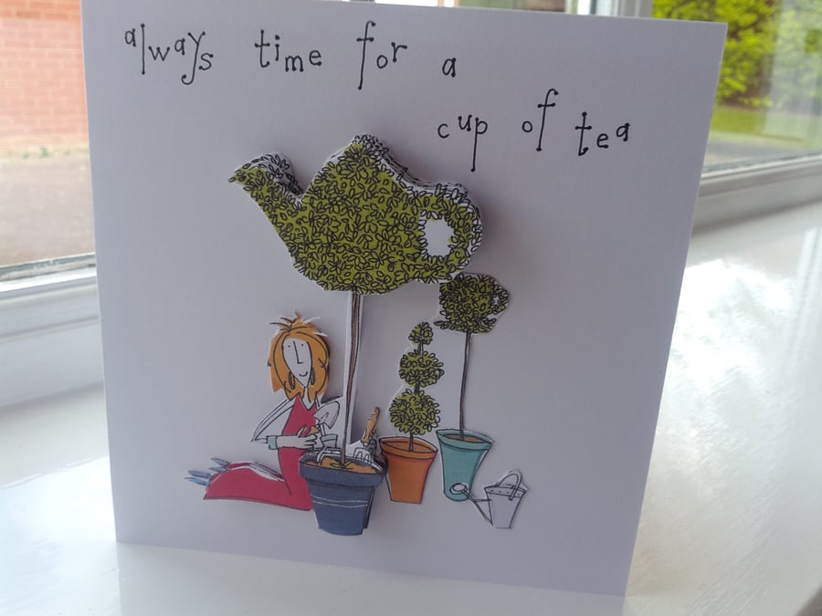 Topiary teapot birthday card
