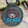 Up-cycled hedgehog plaid key ring or bag charm. 