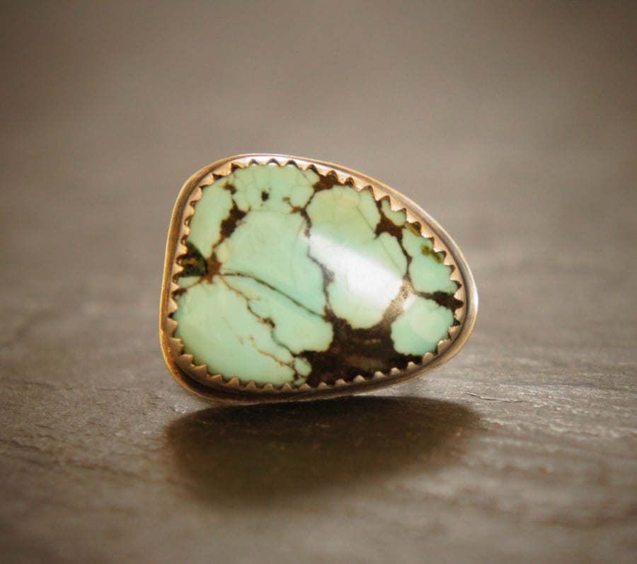 Pure Turquoise and Sterling Silver Navajo Style Ring