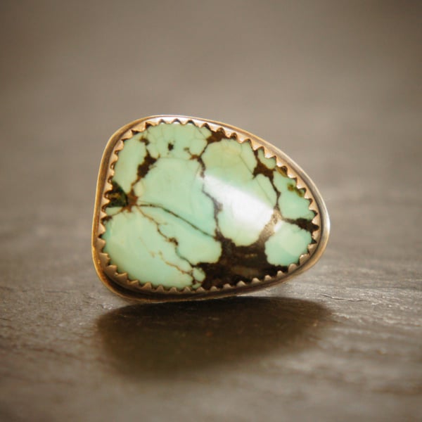 Pure Turquoise and Sterling Silver Navajo Style Ring