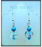 Murano glass blue heart drop bead earrings on Silver plated hooks.