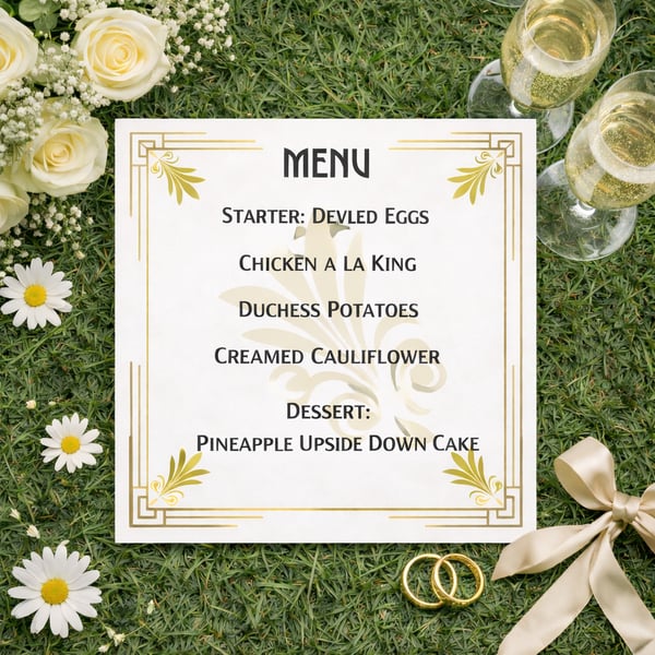 Art Deco Wedding Menu Card – Gold Reception Menu