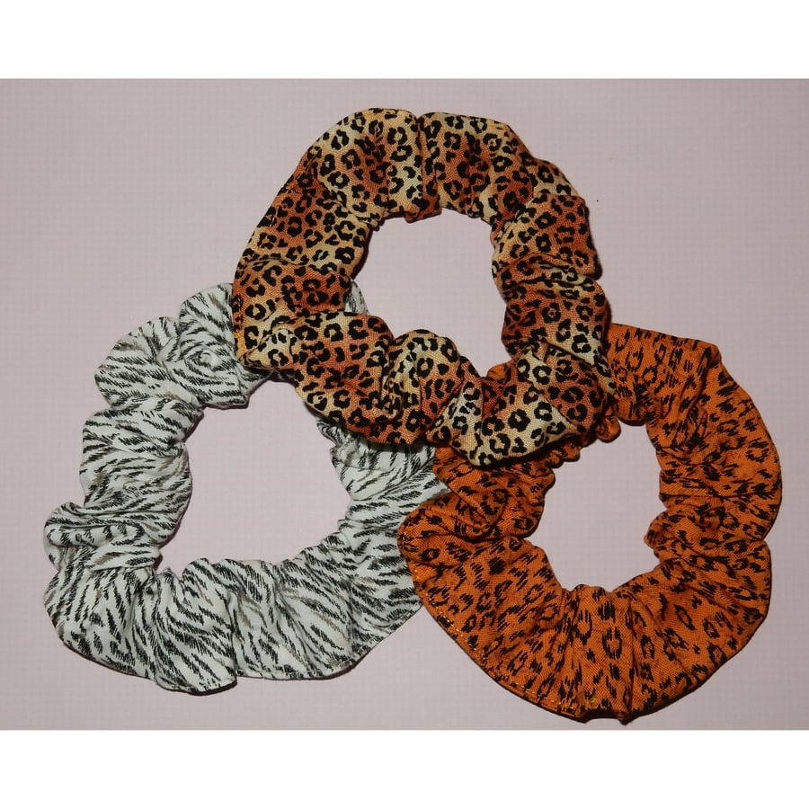 Animal print scrunchies set of three