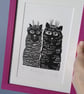 Discombobulated - cat lino print - Image 3