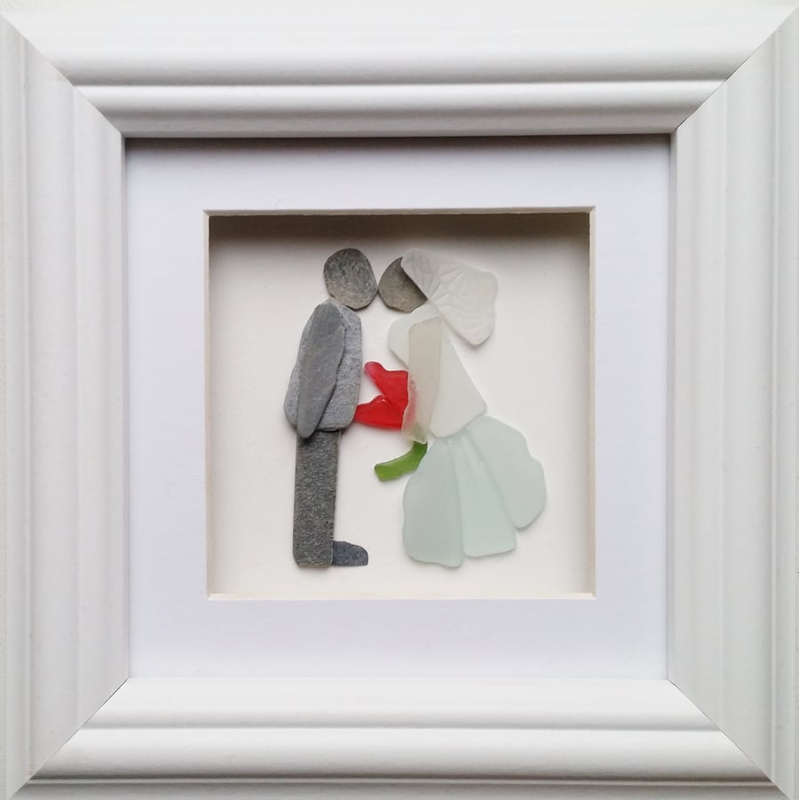 Pebble Art Bride & Groom  Wedding Gift, Unusual Wedding Gift for the Couple
