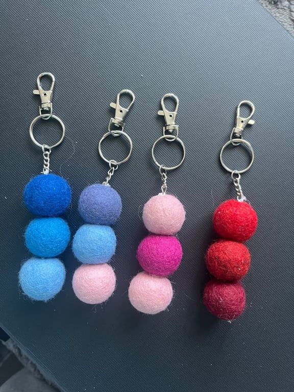 Handmade felt ball keyring or bag charm