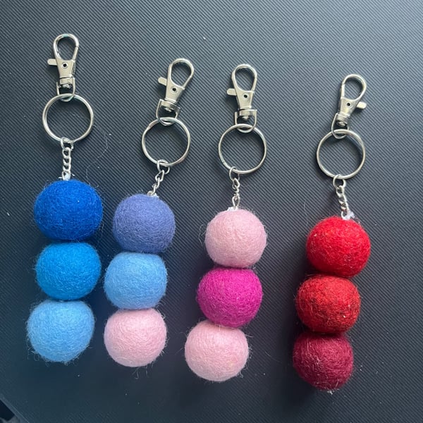 Handmade felt ball keyring or bag charm