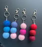 Handmade felt ball keyring or bag charm - Image 1