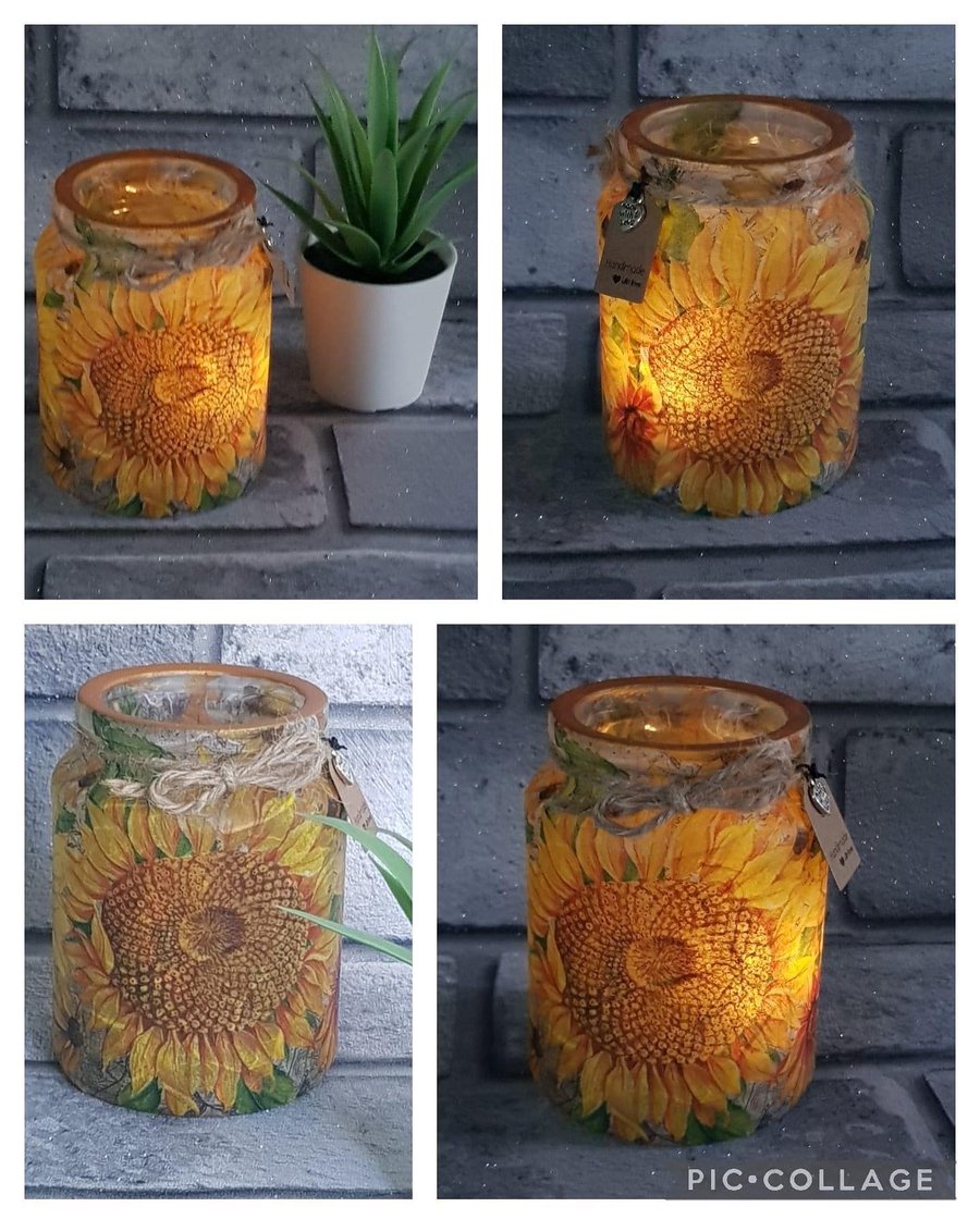 Sunflower decoupage Tealight holder